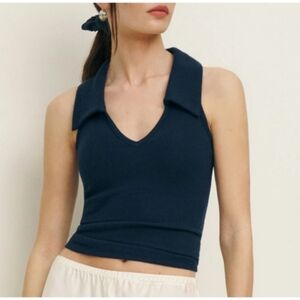 Reformation Austine Knit Top Blue - Size XS